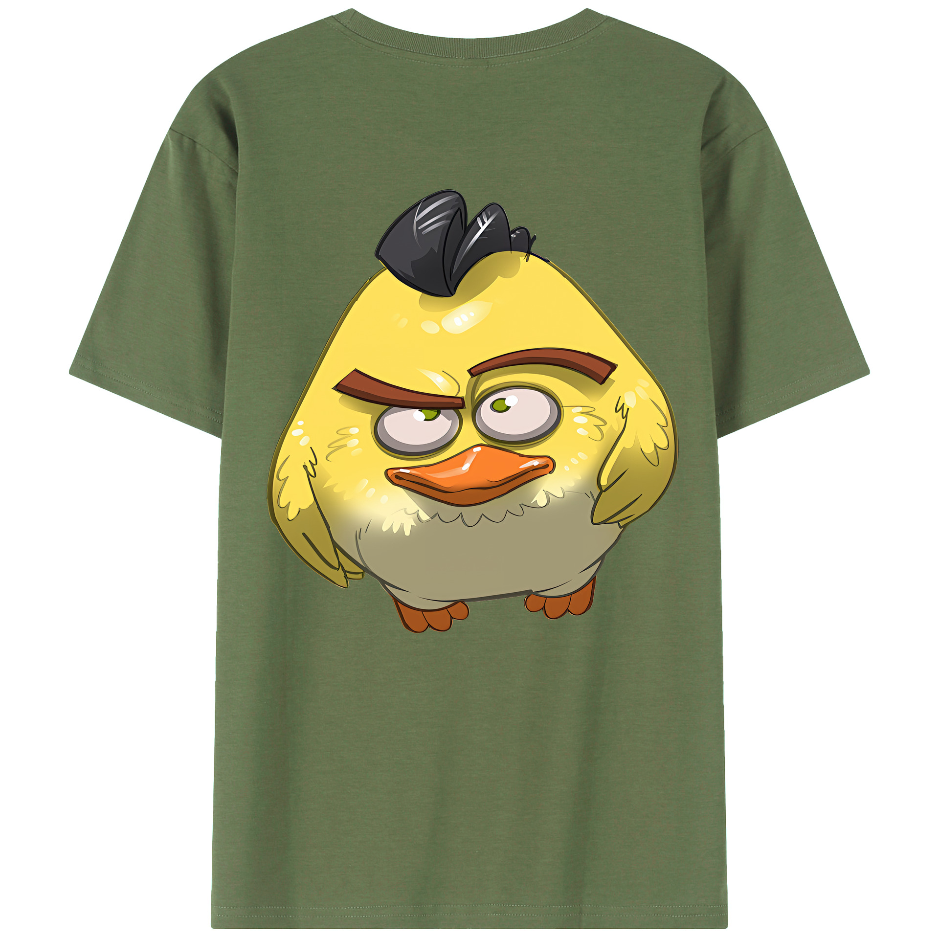 （画像用） Angry Birds アングリーバード 綿100％ メンズ半袖Tシャツ（バックプリント） 通気性